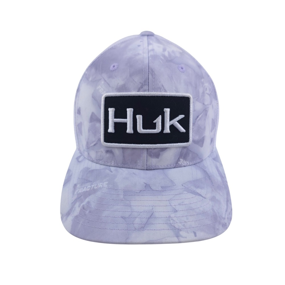 Huk Trucker Hat Mens OSFA Purple White Fracture‎ Camo Mesh Snapback Fishing Cap